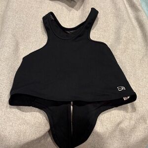 Bombshell Black Athletic One-Piece Swimsuit with Logo